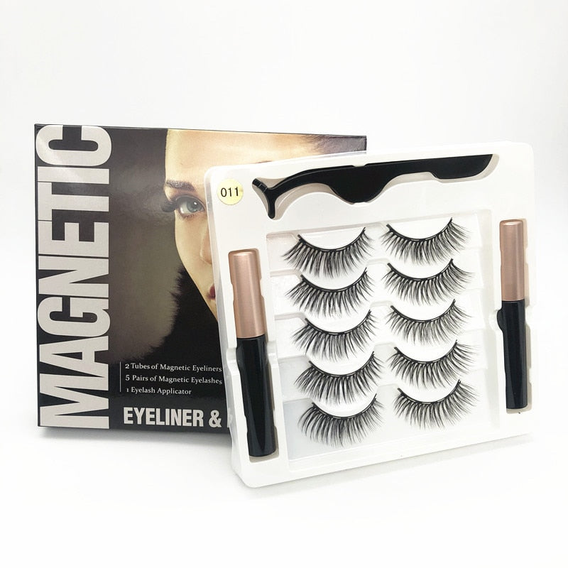 5 Pairs of Magnetic Eyelashes, Natural Magnets, 2 Magnetic Eyeliner + Tweezers, Natural False Eyelashes - 200001197 Find Epic Store