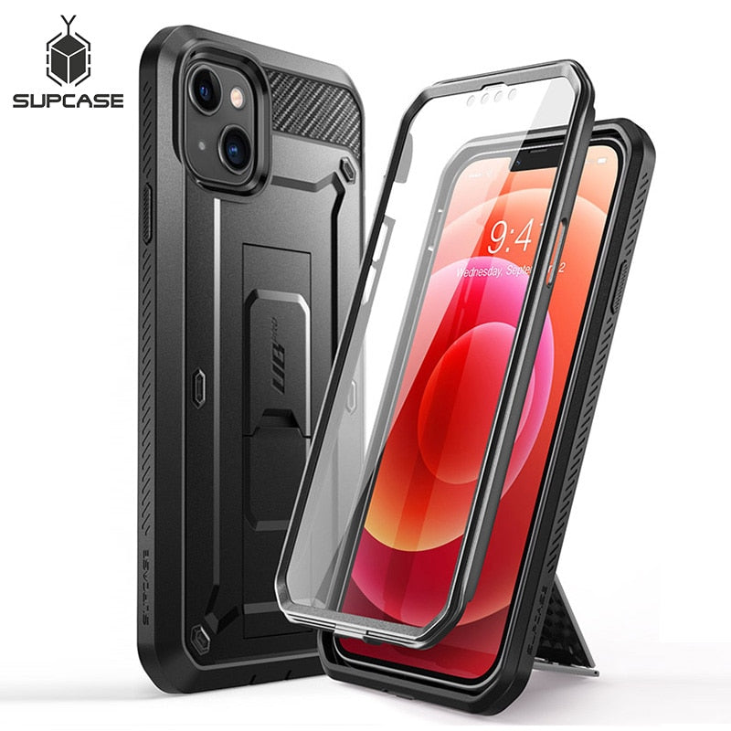 For iPhone 13 Case 6.1" (2021 Release) UB Pro Full-Body Rugged Holster Cover with Built-in Screen Protector & Kickstand - 0 Find Epic Store