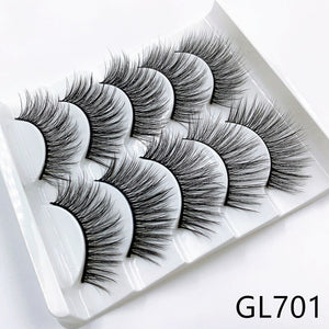 5 pairs 3d mink lashes handmade 3d lashes natural eye lashes makeup lashes extension - 200001197 GL701 / United States Find Epic Store