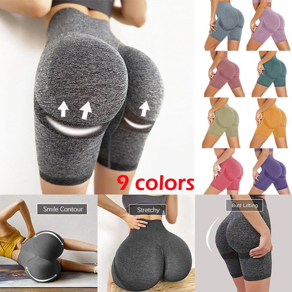 Women's High Waisted Yoga Shorts Sports Gym Ruched Butt Lifting Workout Running Hot Leggings - 200000625 Find Epic Store