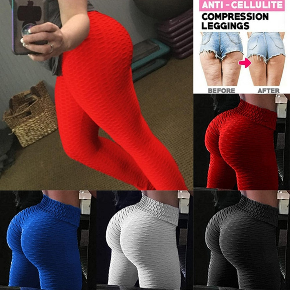 Women's High Waist Yoga Pants Tummy Control Workout Ruched Butt Lifting Stretchy Leggings Textured Booty Tights - 200000614 Find Epic Store