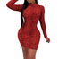 Turtleneck Long Sleeve Leopard Print Dress - 200000347 Red / S / United States Find Epic Store
