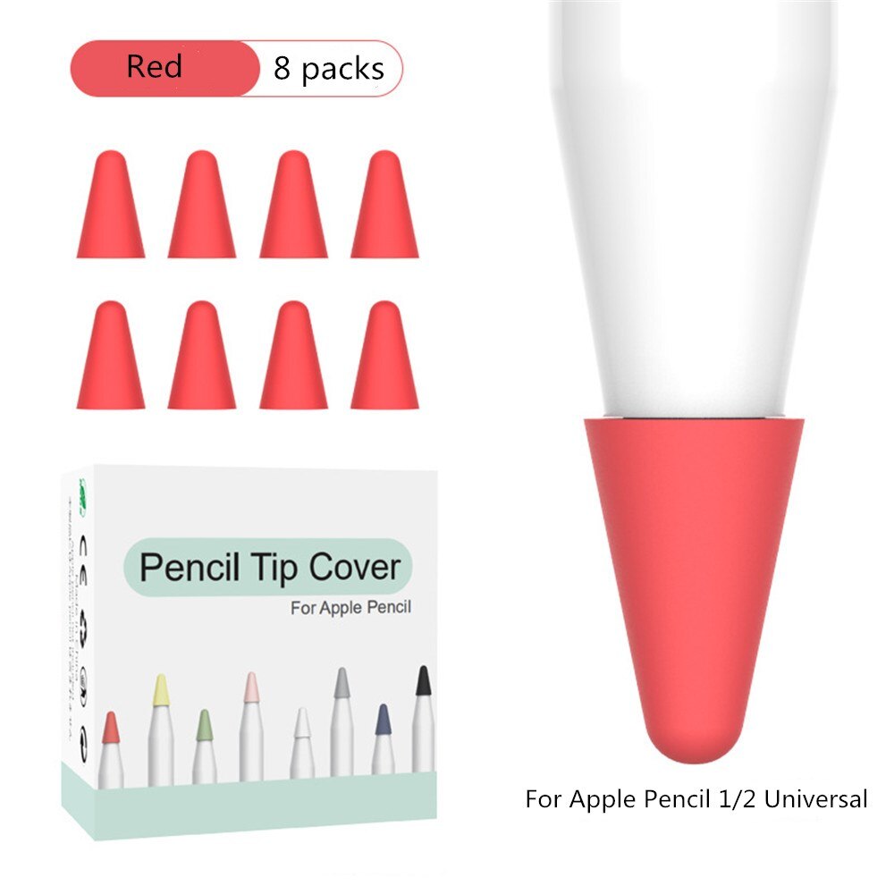 For Apple Pencil 8 pcs Silicone Replacement Tip Case for Apple Pencil 1 2 Touchscreen Stylus Pen Case Nib Protective Cover Skin - 200001095 Red / United States Find Epic Store