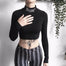 Black Bodycon Long Sleeve Crop Tops - 200000791 Find Epic Store
