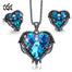 Crystals Heart Jewelry Set for Women Wedding Party Accessories Angel Wings Necklace Earrings Set Wift Gift - 100007324 Blue Black / United States / 40cm Find Epic Store