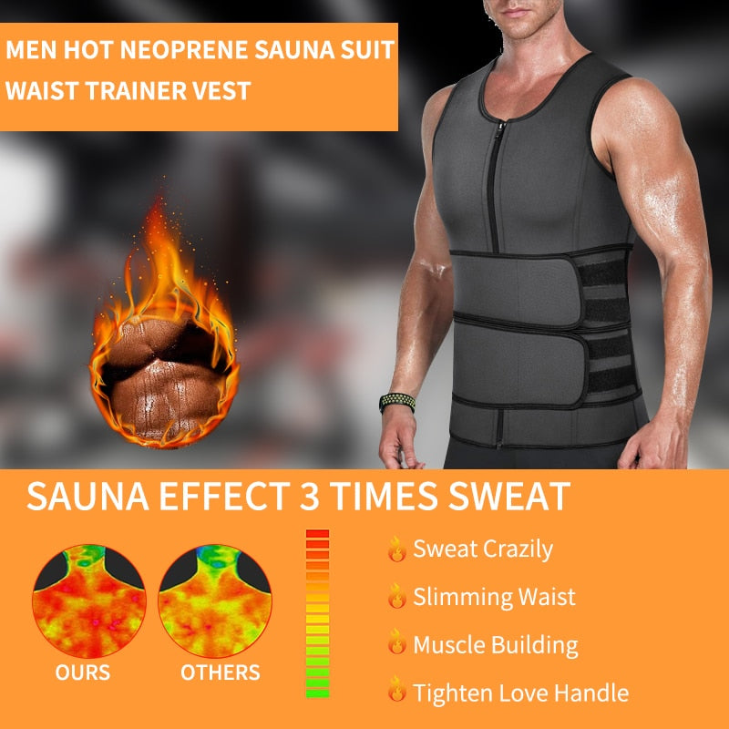Neoprene Sweat Vest for Men Waist Trainer Vest Adjustable Workout Body Shaper with Double Zipper for Sauna Suit for Men - 200001873 Find Epic Store