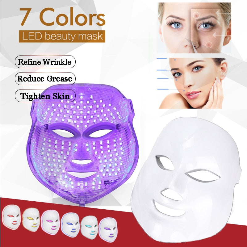 7 Colors Light LED Facial Mask With Neck Skin Rejuvenation Face Care Treatment Beauty Anti Acne Therapy Whitening Instrument Hot - 200190144 Find Epic Store