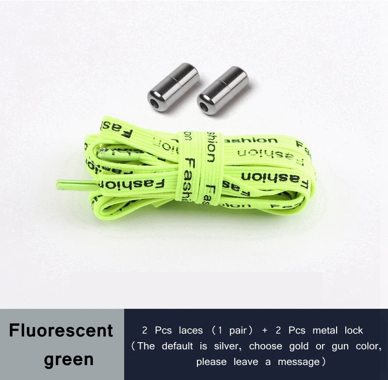 24 Colors Elastic Shoelaces Capsule Metal Suitable for All Universal Lazy Lace Man and Woman Shoes Sneakers No Tie Shoelace - 3221015 Fluorescent green / United States / 100cm Find Epic Store