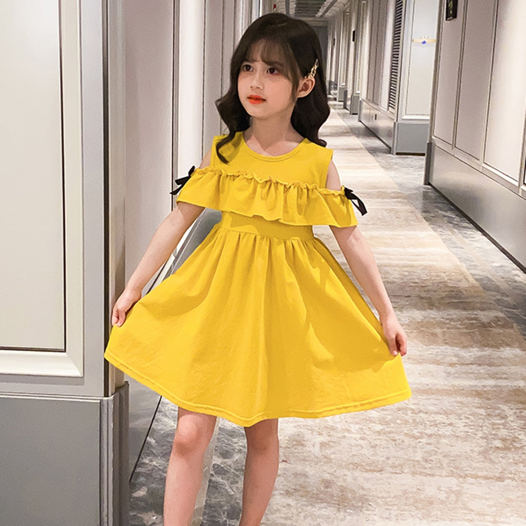 Girls Ruffles Ruched Solid Princess Dresses - 31110 Find Epic Store