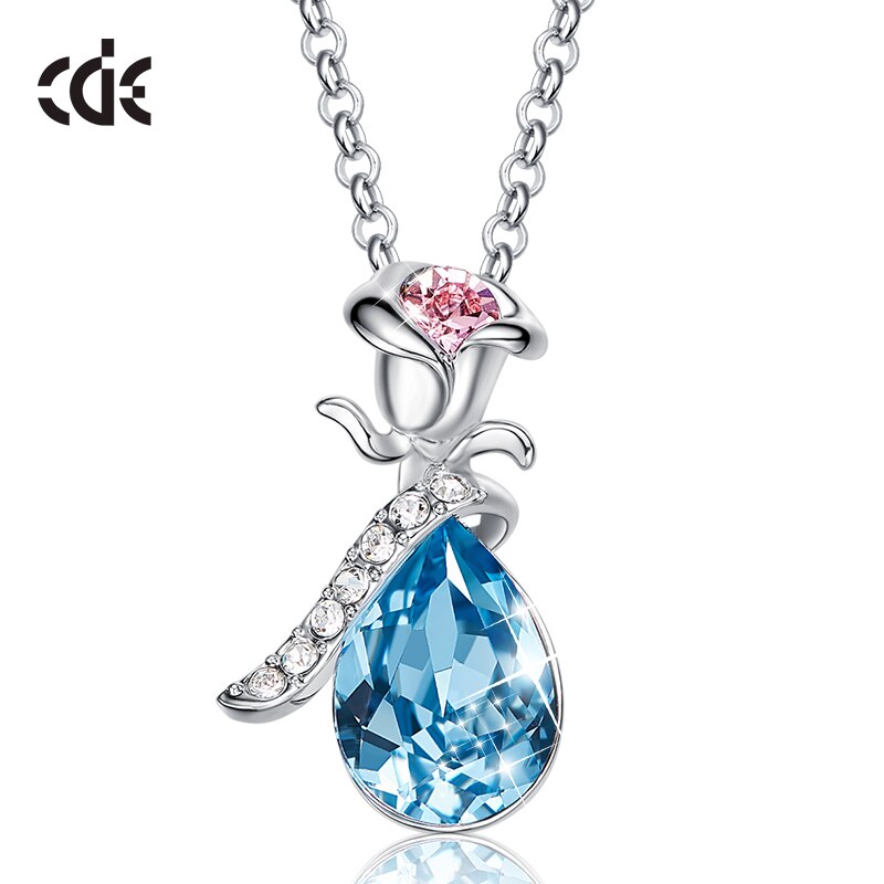 Rose Flower Pendant Necklace - 200000162 Blue / United States / 40cm Find Epic Store