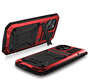 Metal Shockproof Kickstand Phone Case For iPhone 12 Pro Max XS Max XR Dustproof Tempered glass Cover For iPhone 12 Mini 11 Pro - 380230 Find Epic Store