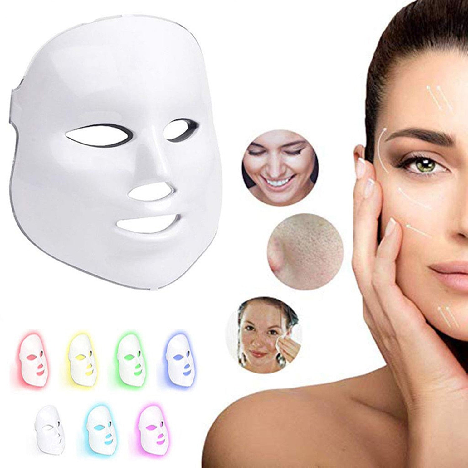 Electric Rejuvenation Photon 7 Colors Light Mask Therapy Wrinkle Acne Tighten Skin Tool Beauty Facial Machine Dropshipping 2021 - 200190144 Find Epic Store