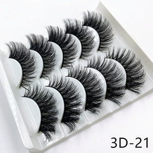 5 pairs 3d mink lashes handmade 3d lashes natural eye lashes makeup lashes extension - 200001197 3D-21 / United States Find Epic Store