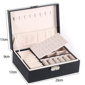 2021 New Double-Layer Velvet Jewelry Box European Jewelry Storage Box Large Space Jewelry Holder Gift Box - 200001479 United States / Black Find Epic Store