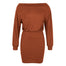 Off Shoulder Long Sleeve Dress - Brown / S / United States Find Epic Store