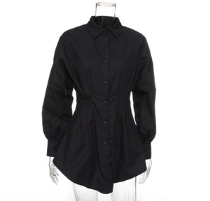 Elegant Long Sleeve Deep V Shirt Dress - 200000347 Black / S / United States Find Epic Store