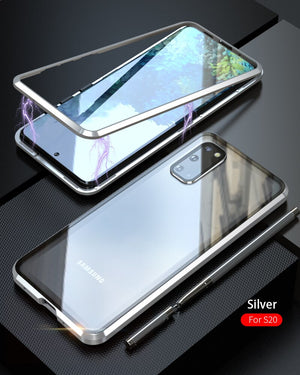 Luxury Magnetic Adsorption Back Cover for Samsung Galaxy S20 Ultra S20 Plus Tempered Glass Built-in Magnet Metal Bumper Case - 380230 for Samsung S20 / Silver / United States Find Epic Store