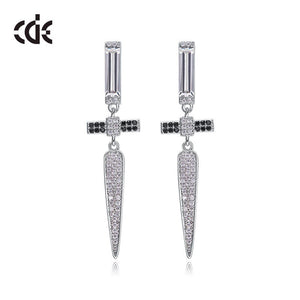 High Quality Silver Color Earrings Cubic Zirconia Cross Drop Earrings - 200000168 Silver / United States Find Epic Store