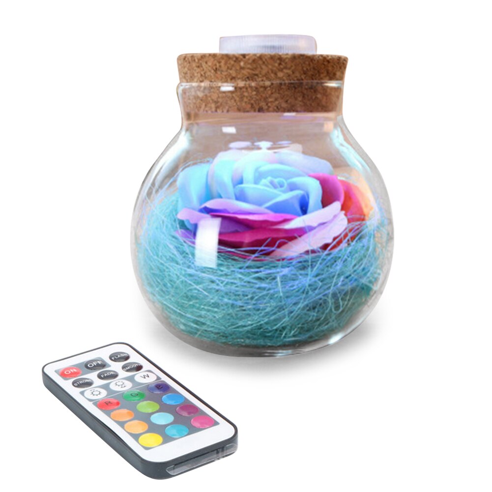Colorful Rose Soap Wishing Bottle Eternal Flower Birthday Gift Packaging Box Home Décor LED Lamp Luminous Christmas Gift Valentines Gift Love You Gift - 0 Find Epic Store