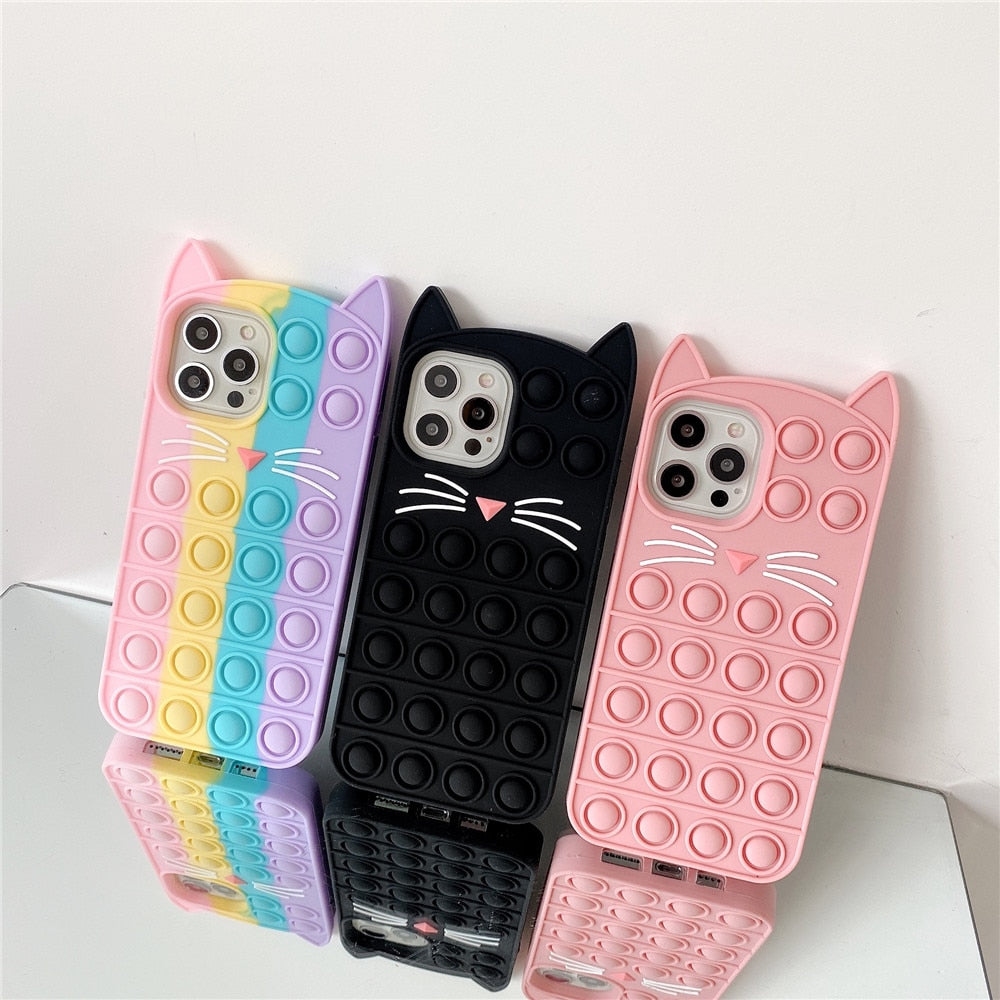Rainbow Cat Color Case - Relieve Stress Pop Fidget Toys Push It Bubble Silicone Phone Case Iphone 12 11 Pro Max 7 8 Plus X XR XS 6 6S Soft Rainbow Cover - 380230 Find Epic Store