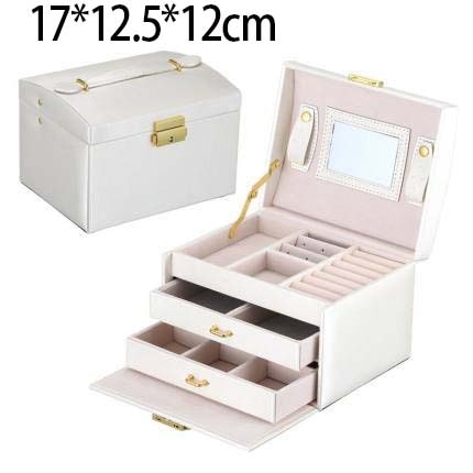 2021 New Double-Layer Velvet Jewelry Box European Jewelry Storage Box Large Space Jewelry Holder Gift Box - 200001479 United States / White-3 Find Epic Store