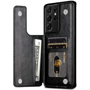 For Samsung Galaxy S21 Ultra /S21+ /S21 5G Wallet Case,WEFOR Luxury Slim Fit Premium Leather Card Slots Shockproof Flip Shell - 380230 Find Epic Store