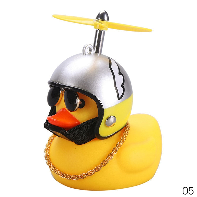 Car Goods Gift Broken Wind Helmet Small Yellow Duck Car Decoration Accessories Wind-breaking Wave-breaking Duck Cycling Decor bobble head - 200003311 E Find Epic Store