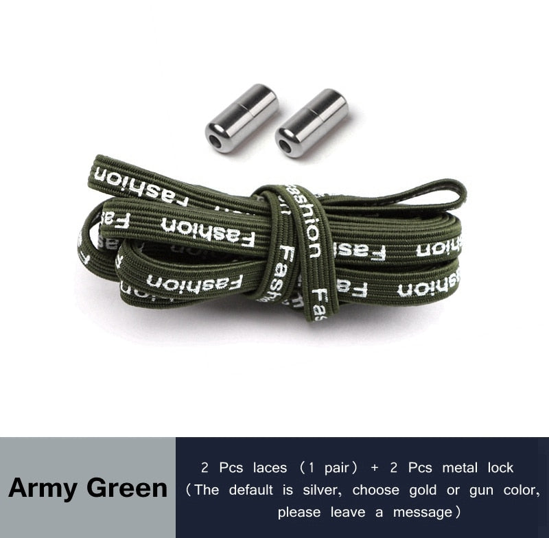 24 Colors Elastic Shoelaces Capsule Metal Suitable for All Universal Lazy Lace Man and Woman Shoes Sneakers No Tie Shoelace - 3221015 Army Green / United States / 100cm Find Epic Store