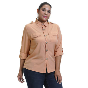 6XL Military Top Ladies Casual Button Blouse - 200000346 Find Epic Store