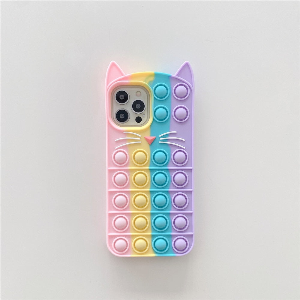 Rainbow Cat Color Case - Relieve Stress Pop Fidget Toys Push It Bubble Silicone Phone Case Iphone 12 11 Pro Max 7 8 Plus X XR XS 6 6S Soft Rainbow Cover - 380230 for iphone 6 6s / 3 / United States Find Epic Store
