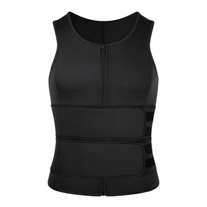 Neoprene Sweat Vest for Men Waist Trainer Vest Adjustable Workout Body Shaper with Double Zipper for Sauna Suit for Men - 200001873 Black-two belt / S / United States Find Epic Store
