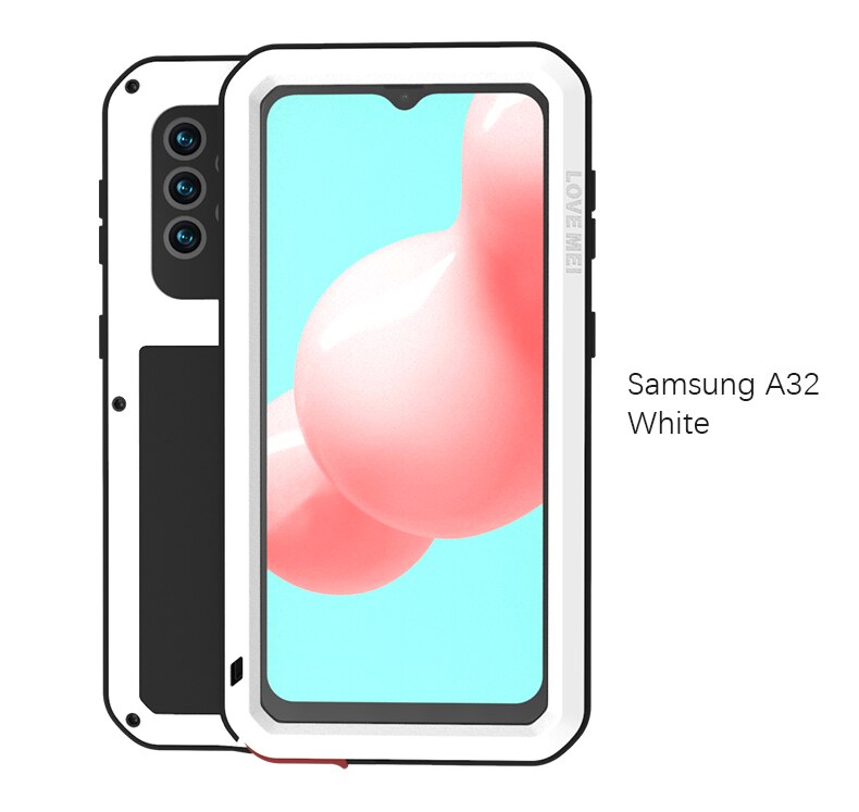 Samsung Galaxy A32, Aluminum Metal Gorilla Glass Shockproof Military Heavy Duty Case - 380230 for Galaxy A32 5G / White / United States|NO Retail packaging Find Epic Store
