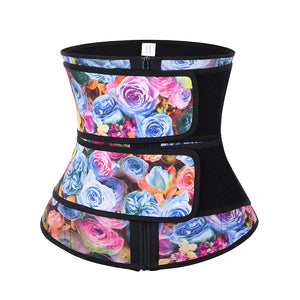 Waist Trainer Cincher Zipper Rose Printing Tummy Control Belt Loss Weight Latex Body Shaper Corset Underbust Slimming Briefs - 31205 Rose Print / S / United States Find Epic Store