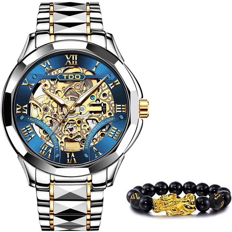 Top Brand Luxury Automatic Sapphire Crystal Fashion Watch - 200033142 two tone blue / United States Find Epic Store