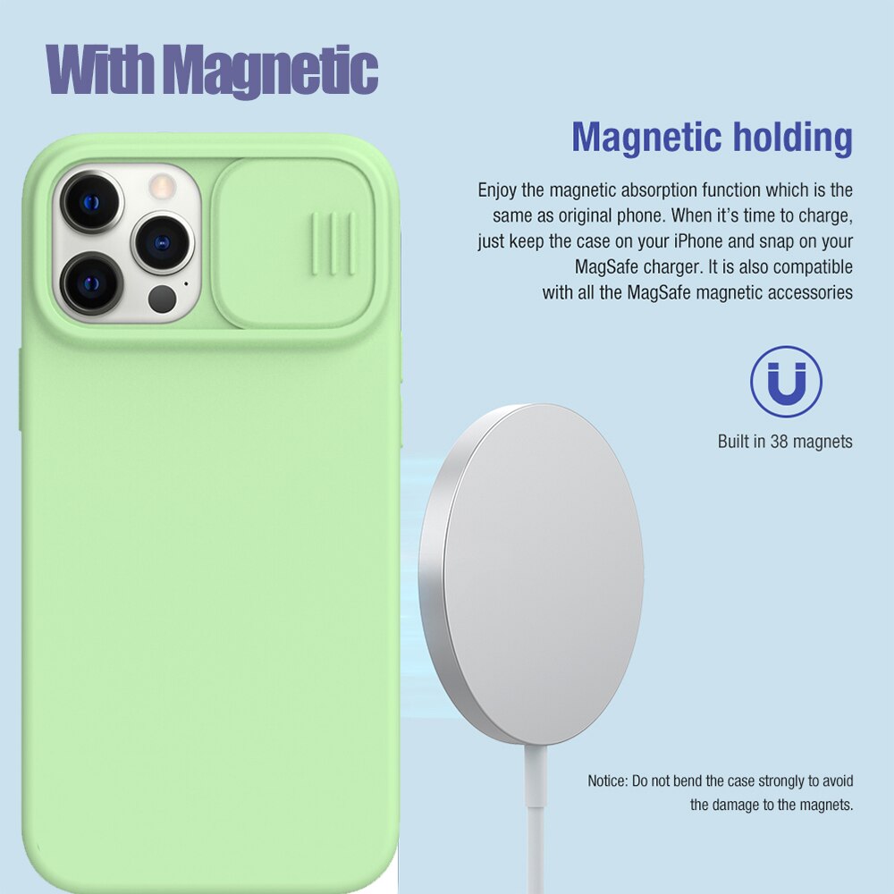 Lens Protection for iPhone 12/12 Pro/12 Pro Max Case Silky Magnetic Silicone PC Phone Back Cover - 380230 for iPhone 12 / Green With Magnetic / United States Find Epic Store