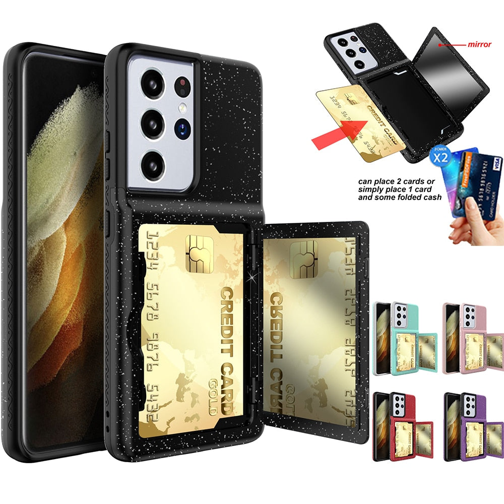 Armor Slide Card Case For Samsung Galaxy S21 Ultra Plus Card Slot Wallet Make Up Mirror Back Cover Flip For Samsung S21 Ultra - 380230 Find Epic Store