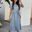Short Sleeve O Neck Long Dress - 200000347 Blue / S / United States Find Epic Store