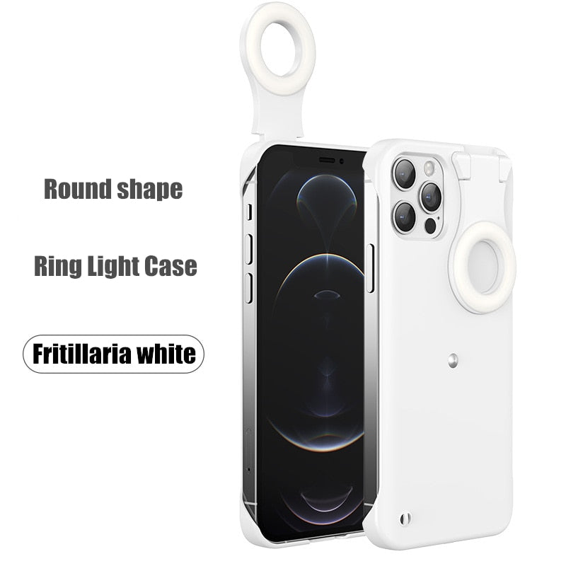 LED Flash Phone Case For iPhone 12 Pro Max Mini Fill Cell Case Light Fill Light Selfie Beauty Ring Flash Phone Case For 12ProMax - 380230 for iPhone 12 Mini / White / United States Find Epic Store