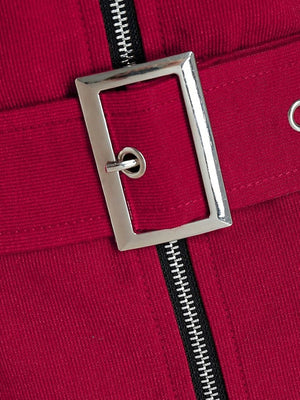 Plus Size Belted Pocket Hooded Outwear Zipper Vintage Long Coat - 200001910 Find Epic Store