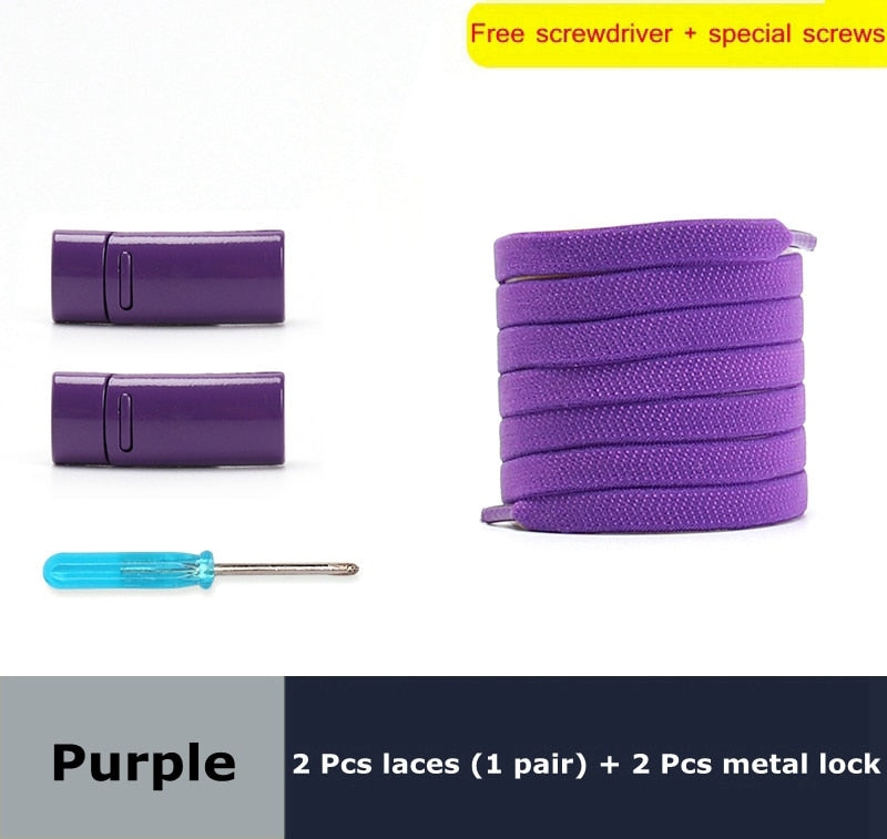 Highly Elastic Shoe Laces Flat Lock Color Shoe Accessories No Tie Shoelaces Magnetic Metal Suitable for All Shoes Lazy Shoelace - 3221015 Purple / United States / 100cm Find Epic Store
