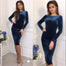 Women O-neck Velvet Long-sleeve Dress - 200000347 Dark Blue / S / United States Find Epic Store