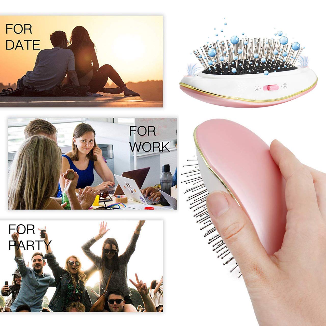 Portable Electric Ionic Hair Brush Lonic Electric Hair Brush Comb Double Negative Hair Brush Hair Styling Scalp Massage Comb - 200001211 Find Epic Store