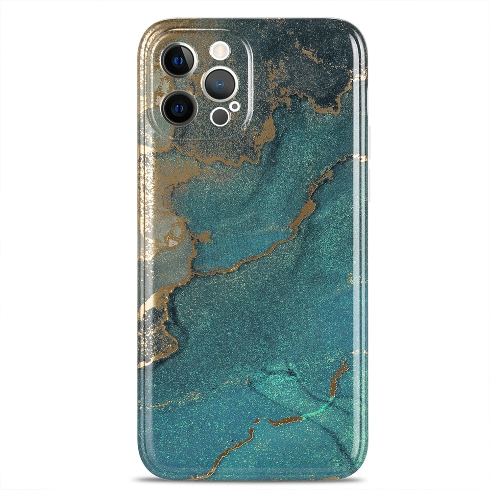 For iPhone 11 12 Pro XS Max XR X Mini 7 8 Plus Case, Marble Slim Shockproof Flexible Bumper TPU Soft Case Rubber Silicone Cover - 380230 for iPhone 7 / Green / United States Find Epic Store