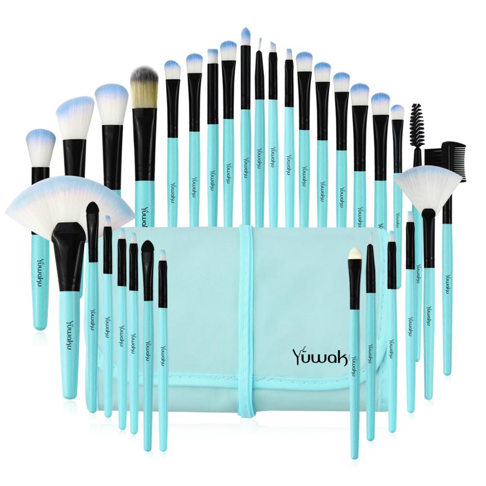 Vander Professional 32pcs Makeup Brushes Set Beauty Cosmetic Tools Champagne Lip Eyeshadow Blush Blending Make up Brushes w/Bag - 200001189 Blue / United States Find Epic Store