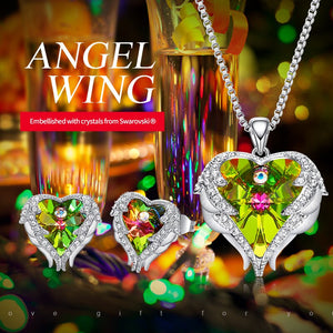 Women Jewelry Set Embellished With Crystals Necklace Stud Earring Set Angel Wing Jewelry Valentine's Day Gift - 100007324 Find Epic Store