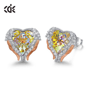 Heart Earrings Embellished with Crystals - 200000171 AB Color Gold / United States Find Epic Store