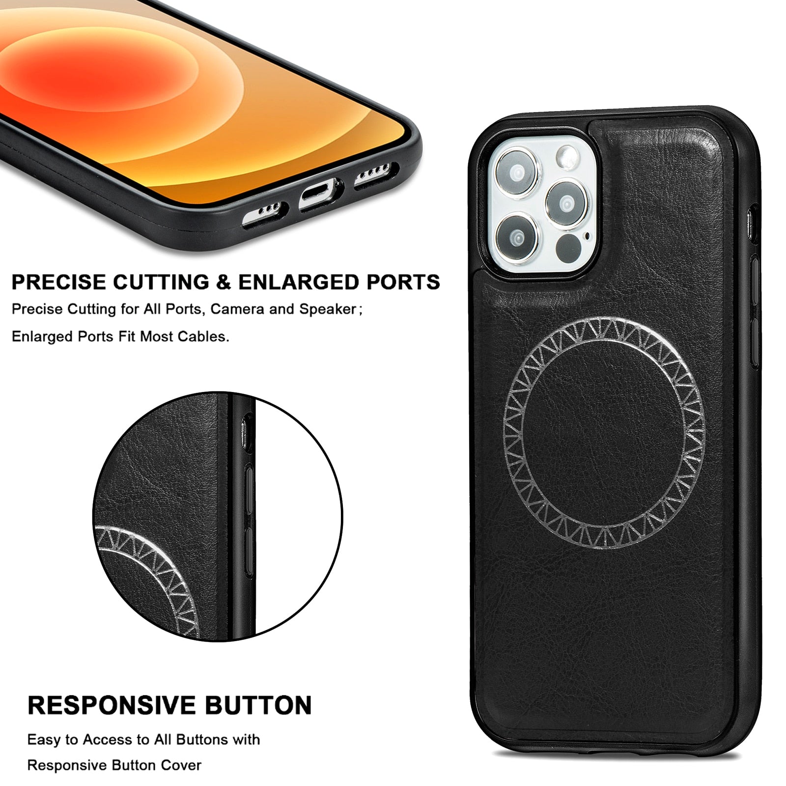 Leather Case For iPhone 12 Pro Max Cover/iPhone 12 mini, Protective Fitted Cover, Shockproof PC Protection Cover Wireless charging - 380230 Find Epic Store