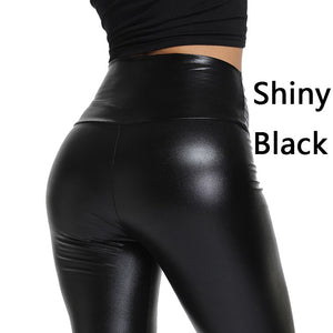 Black PU Leather Skinny High Waist Pants - 200000614 shiny black / XS / United States Find Epic Store