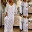 Casual V Neck Lace Long Dress - 200000347 Find Epic Store