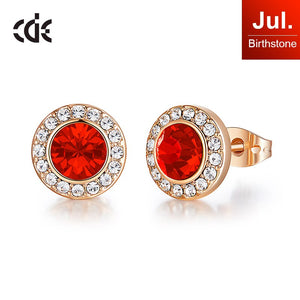 Fashionable Luxury Red Color Crystal Round Shape Stud Earrings - 200000171 Red Gold / United States Find Epic Store